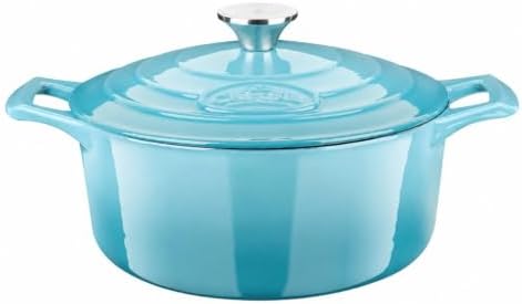 La Cuisine Enameled Cast Iron Dutch Oven Casserole Pot with Lid, Internal Matte Black Enamel Coating for bread baking 5 QT 10.5" / 26cm Ø, For GalssTop Stove, Oven-Safe, Teal by LaCuisineforlife