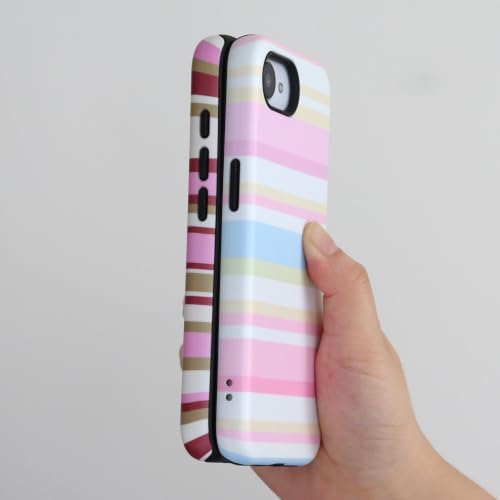 for iPhone 17e Case iPhone 16e Case, Magnetic Matte Frosted Dual-Layer Striped Phone Case for Women, Retro Aesthetic Cover Compatible with MagSafe Accessories - Pastel Dream - Image 3