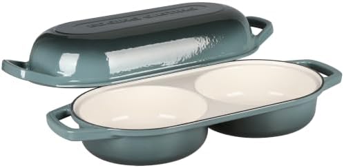 EDGING CASTING Enameled Cast Iron Double Bread Dutch Oven, Slateblue - Image 5