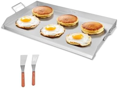 VEVOR Stainless Steel Griddle, 36x22 inch Universal Flat Top Rectangular Plate, Gas Grill Griddle for BBQ Grill, Teppanyaki, Portable Family Cookware with Handle, for Camping Tailgating Party by VEVOR