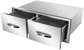 Outdoor Kitchen Drawers, Box Frame Style Flush Mount BBQ Drawer w/Stainless Steel Handle, BBQ Island Drawers For Patio Grill Station,Double Drawers by OLIPIC