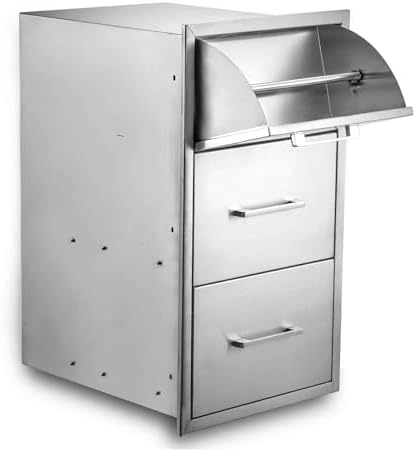 Outdoor Kitchen Drawers with Paper Towel Holder,Stainless Steel Double BBQ Drawer, 17" W x 30" H x 21" D Flush Mount Access Drawer for Outdoor Kitchen,BBQ Island - Image 6