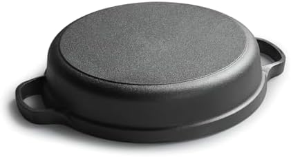 LI-GELISI Deepened flat-bottom cast iron frying pan, double-handle thickened uncoated old-fashioned iron pot, pancake and steak frying household multi-purpose large iron pot (25 inch) - Image 4