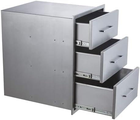 Outdoor Kitchen Drawers,18" W x 23" H x 23" D Stainless Steel BBQ Triple Drawer, Flush Mount Access 3 Drawer for Outdoor Kitchen,BBQ Island - Image 5