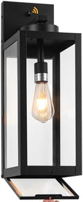 20" Black Dusk to Dawn Outdoor Wall Lantern with Closed Bottom, Coach Light by Yolsunes