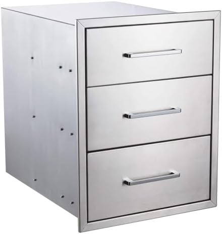 Outdoor Kitchen Drawers,18" W x 23" H x 23" D Stainless Steel BBQ Triple Drawer, Flush Mount Access 3 Drawer for Outdoor Kitchen,BBQ Island - Image 4