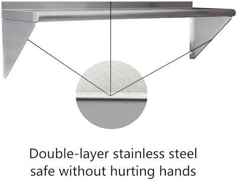 Stainless Steel Shelf 12"x24", Wall Mounted Metal Kitchen Shelf - Image 6