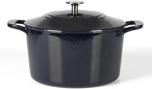 Martha Stewart Gatwick 7 QT Enamel Cast Iron Dutch Oven – Navy Blue, Heavy-Duty Durable Dutch Oven for Slow Cooking, Braising, and Baking by MarthaStewart