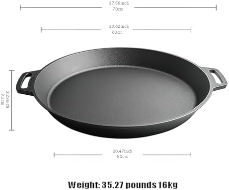 LI-GELISI 24-inch cast iron frying pan with dual auxiliary handles, nitrogen-treated for rust resistance, suitable for stoves/grills/campfires, heavy-duty outdoor cooking pan - Image 2