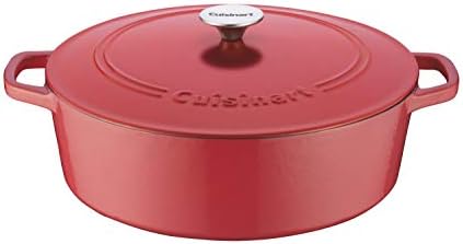 Cuisinart Chef's Classic Enameled Cast Iron Dutch Oven with Lid, Porcelain Enameled Interior, Oven Safe, Induction Compatible, 7-Quart, Oval, Peony Pink by Cuisinart