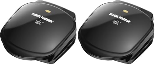 George Foreman 2-Serving Classic Plate Electric Indoor Grill and Panini Press,Black,Small Compact Size,GR10B,(Pack of 2) by GeorgeForeman
