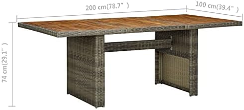 Garden Table, Outdoor Patio Dining Tables, Table for Kitchen, Backyard Deck, Farmhouse Exteriores, Furniture, Solid Acacia Wood, 79 in Long - Image 2