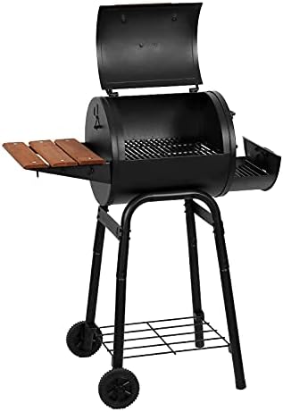 Char-Griller® Patio Pro Charcoal Grill and Smoker with Cast Iron Grates, Premium Wood Shelf and Damper Control, 250 Cooking Square Inches in Black, Model E1515 - Image 3