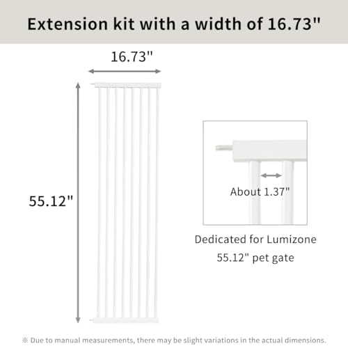 Lumizone Extra Tall Cat Gate Extension Kit 55.12" High 16.73" Wide White - Image 3