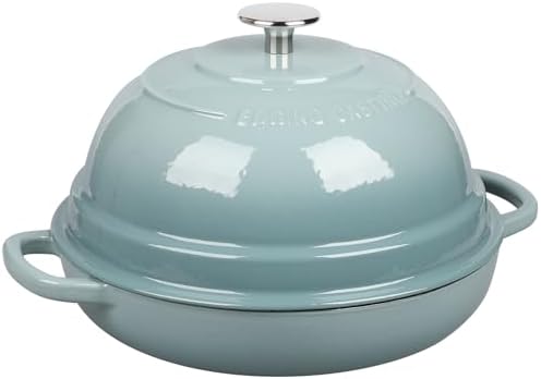 EDGING CASTING Enameled Cast Iron Dutch Oven Pot with Lid, Round Bread Oven for Homemade Sourdough Bread Baking, 6 Quart, Seasalt - Image 3