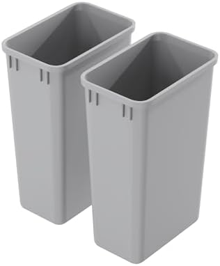 Dowell 50Qt Waste Trash Container, 13Gal, Plastic, Stackable, for Kitchen/Bathroom/Office, Tall Trash Can 22-3/8"H (Grey 4000 50 04-2 Pack) by DowellKitchenBath
