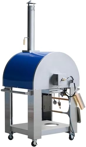 KOSTCH 32.5 inch Wood Fired and Propane Gas Pizza Oven for Outdoor Kitchen in Stainless Steel, Large Pizza Oven for Outside, Yard and Party (Blue with Cover) - Image 4