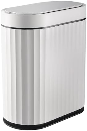 ELPHECO Bathroom Trash Can with Lid, 2 Gallon, Motion Sensor, Black White by ELPHECOUSA
