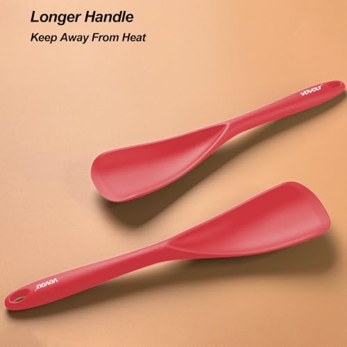 Vovoly Cooking Spoons, Nonstick Silicone Spatula Spoon, 2 pcs, Red, 12,6" - Image 4