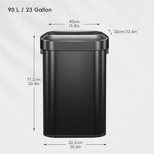 EKO Urban 16 Gallon/60 Liter Open Top Stainless Steel Slim Commercial Trash Can, Tall Kitchen Trash Bin, Heavy-Duty Commercial Grade Large Garbage Bin for Home, Office, Hotel, Restaurant, Matte Black - Image 4