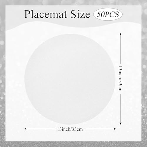 50 PCS Silver Paper Placemats Round Glitter Disposable Table Mats Sequin Doilies Decorative Place Mats for Birthday Wedding Banquet Thanksgiving Graduation Party Dinner Table Decor - Image 2