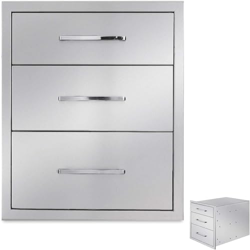 Outdoor Kitchen Drawers Stainless Steel, Flush Mount BBQ Island Built-in Drawer Weatherproof for Outdoor Kitchen Island and Grill Station (16"W21"H23"D) by SturdyDurableandConvinient