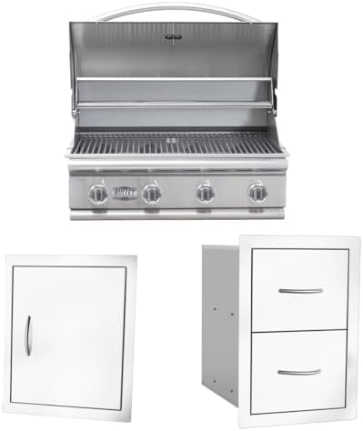 Bullet by Bull Stainless Steel Outdoor - Built-In Liquid Propane Grill -Outdoor Kitchen Island Bundle - Includes 4 Burner BBQ, Single Access Door & Double Storage Drawer by Unknown