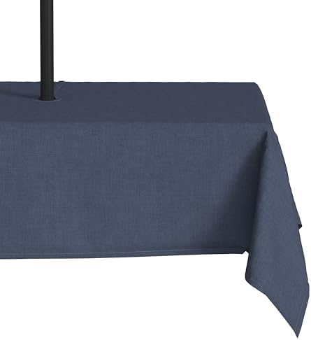 LVTXIII Outdoor Tablecloth with Umbrella Hole and Zipper, 60 x 84 Inch Water-Repellent Patio Table Cloth, Rectangle Table Covers for Backyard Garden, Navy Textured by LVTXIII