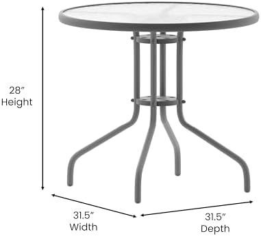 Flash Furniture 31.5 in Metal Round Table, Silver - Image 3