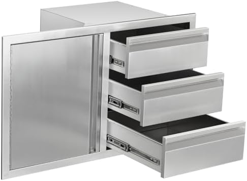 Outdoor Kitchen Door Drawer Combo Cabinet with BBQ Access and Triple Drawers for Outdoor Kitchen Island, Dimensions 38.1"" W x 22.6"" H x 20.8" (Drawer and Left Door Combo) by Unknown