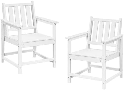 Patio Dining Chair Set of 2, HDPE Outdoor Dining Chair, Ergonomic HDPE Dining Chairs with Deep Seating, All Weather Outdoor Chairs Furniture for Backyard, Deck, Garden, Poolside, Pearl by SeeHill