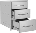 Outdoor Kitchen Drawers 14" W x 21" H x 21" D Stainless Steel Triple Drawers with Ergonomic Handle for BBQ Island, Patio Grill Station & Outdoor Kitchen Cabinets by Unknown