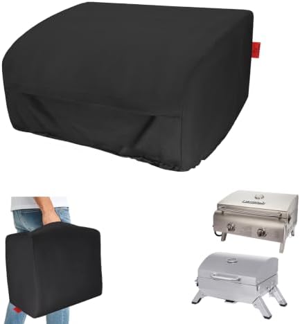 24" Walk-with Portable Tabletop Grill Cover with Overlapping Opening for Carry Without Removing, Waterproof 600D BBQ Grill Cover for Cuisinart CGG-306, Royal Gourmet GT1001, Pit Boss 75275 by CoverGeny