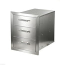 Outdoor Kitchen Drawers 18" x 20.5" x 20.5" Stainless Steel Triple Drawer Cabinet with Handles, Flush Mount Modular Storage for BBQ Islands & Patios by Cobaltis