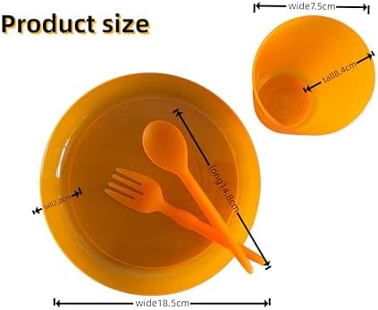 12-Piece Colorful Dinnerware Set， Orange Yellow Green Dopamine Color Matching, Unbreakable Lightweight with Plates Cups Spoons Forks for Home Daily Kitchen Picnic Camping - Image 2