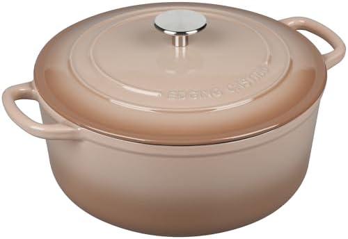 EDGING CASTING Enameled Dutch Ovens Cast Iron Dutch Oven Pot with Lid for Bread Baking, Cook, Dual Handle, 7 Quart, Mocha - Image 5