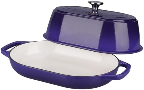 VORRINGARD Enameled Cast Iron Dutch Oven Pot with Dome Lid, Oval Bread Oven for Homemade Sourdough Bread Baking, Oven Safe up to 500°F, 6 Quart, Purple - Image 7