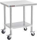 DuraSteel 30x24 NSF Stainless Steel Cart Work Table - Heavy Duty Rolling Food Prep Table - Metal Utility Cart on Wheels Caster, Grill Stand Microwave Outdoor Kitchen Tables Countertop Island Large Top by DuraSteel