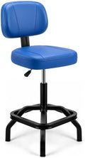 Shop Stool, Garage Stool with Backrest, Mechanic Chair for Workshop, Blue by Fastes