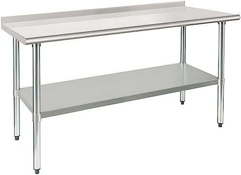 HARDURA Stainless Steel Prep & Work Table 24 x 60 Inches Backsplash by HARDURA
