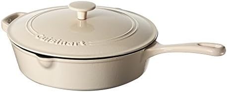 Cuisinart Chef's Classic Enameled Cast Iron Dutch Oven with Lid, Porcelain Enameled Interior, Oven Safe, Induction Compatible, 12-Inch, Chicken Fryer, Cream - Image 2