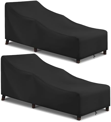 Arcedo Outdoor Lounge Chair Covers 2 Pack, 76" x 32" x 32" H, Black by ARCEDO