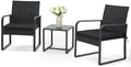 Bezseller 3-Piece Patio Furniture Set, Wicker Bistro Set, Black by Bezseller
