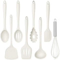 TeamFar Silicone Cooking Utensils Set, 8 PCS Kitchen Utensils Set, White by TeamFar