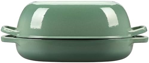 EDGING CASTING Enameled Cast Iron Oval Dutch Oven Pot with Lid, Dutch Oven for Sourdough Bread Baking, Bread Oven, Bread Dutch Oven, Oval Bread Pan, 7qt, Sage Green - Image 4