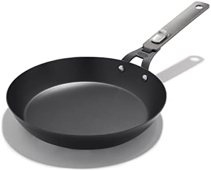 OXO Outdoor Pre-Seasoned Carbon Steel 8" Frying Pan Skillet, Detachable Handle for Easy Storage, Indoor Use, Nonstick with Use, Induction Suitable, Oven & Broiler Safe,Browning, Grill,Sear,Saute,Black by Unknown