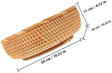 Rattan Woven Bread Basket, Vintage Khaki Picnic Organizer for Snacks - Image 2