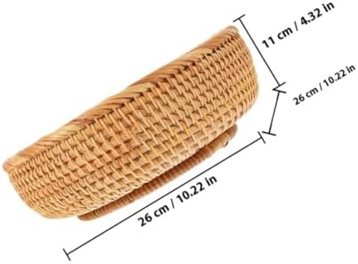 Rattan Woven Storage Basket, Vintage Khaki Fruit Snack Organizer - Image 2
