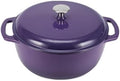 Amazon Basics Enameled Cast Iron Dutch Oven Pot With Lid, 6-Quart, Round, Dual Handles, Heavy-Duty, Oven Safe for Stews, Roasting & Baking, Purple by AmazonBasics