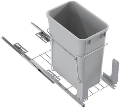 Dowell B15 Aluminum Base Wastebasket Pullout with Door Mount and 35Qt/9Gal Plastic Bin (4012 0115+35) - Image 3